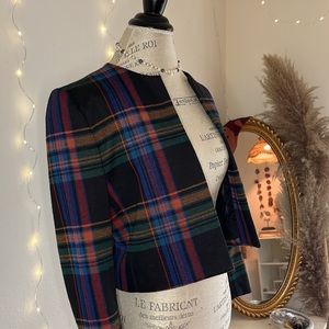 Henry Lee petites size10, blazer, plaid, academia, red&black, Vintage, Fall
